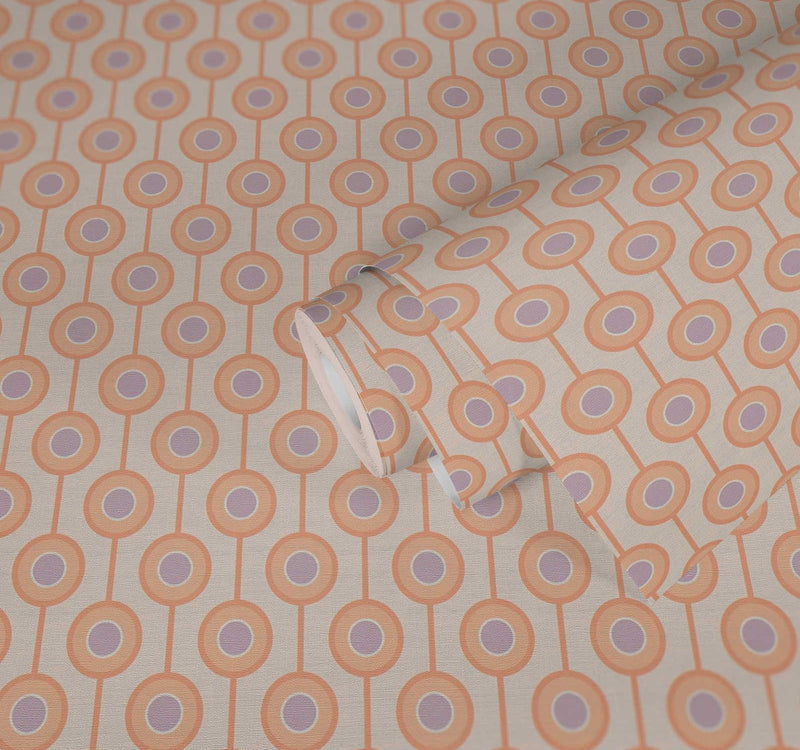 Vintage Dotted Wallpaper - Peach/Beige