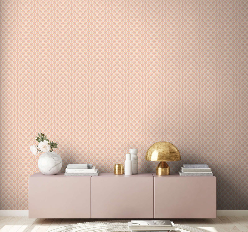 Vintage Dotted Wallpaper - Peach/Beige