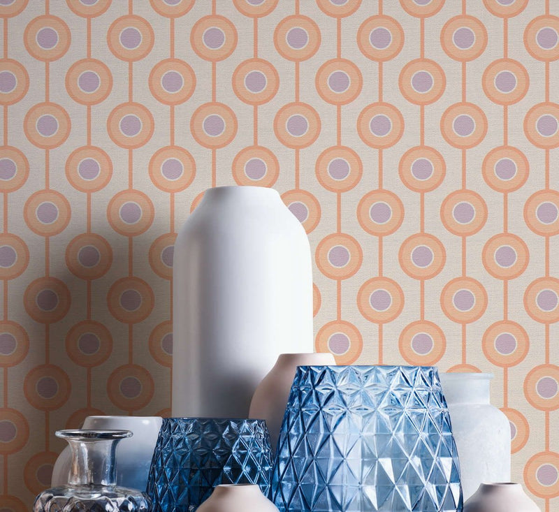 Vintage Dotted Wallpaper - Peach/Beige