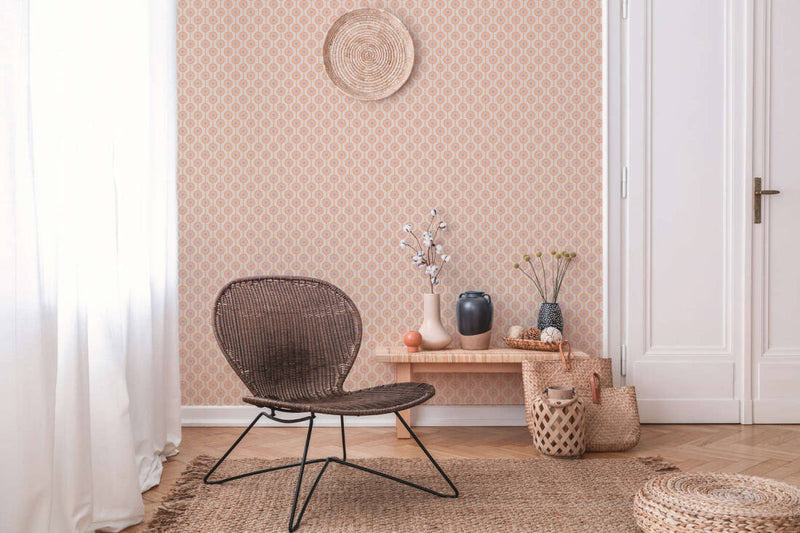 Vintage Dotted Wallpaper - Peach/Beige