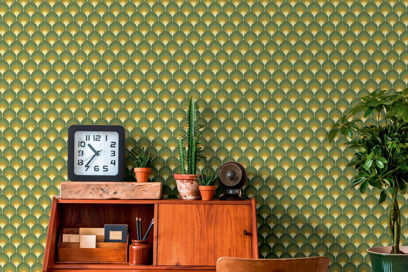 Retro Scales Wallpaper - Green
