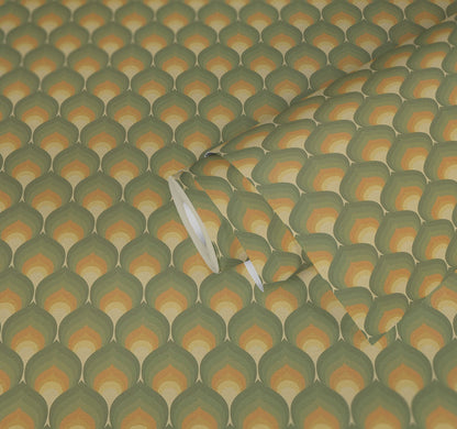Retro Scales Wallpaper - Green