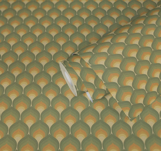 Retro Scales Wallpaper - Green