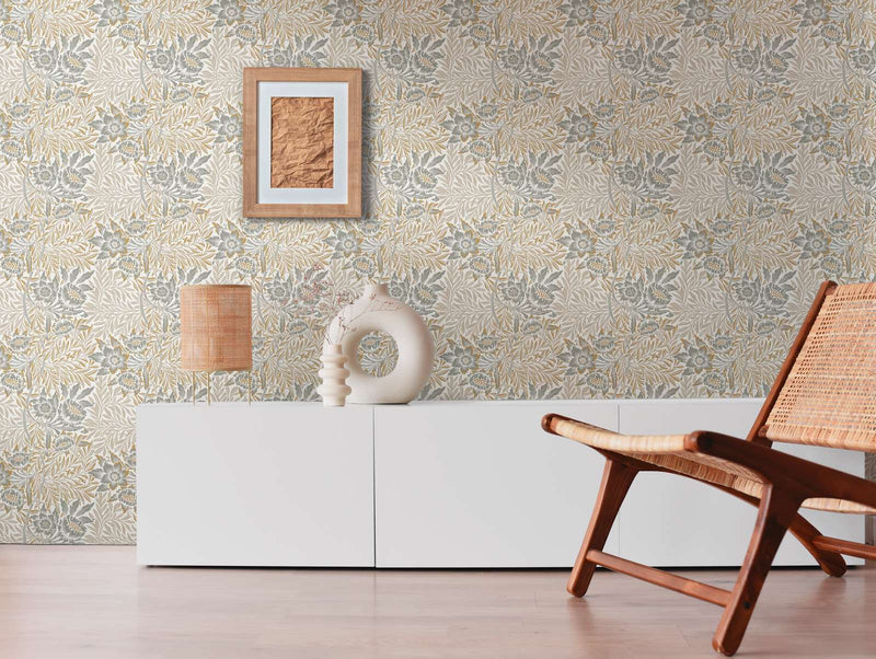 Baroque Floral Wallpaper - Sand