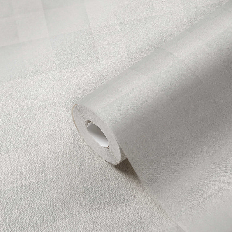 Bistro Plaid - Checkered Wallpaper - Grey