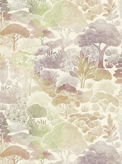 Arbor Woodland Toile wallpaper in green – flat pattern