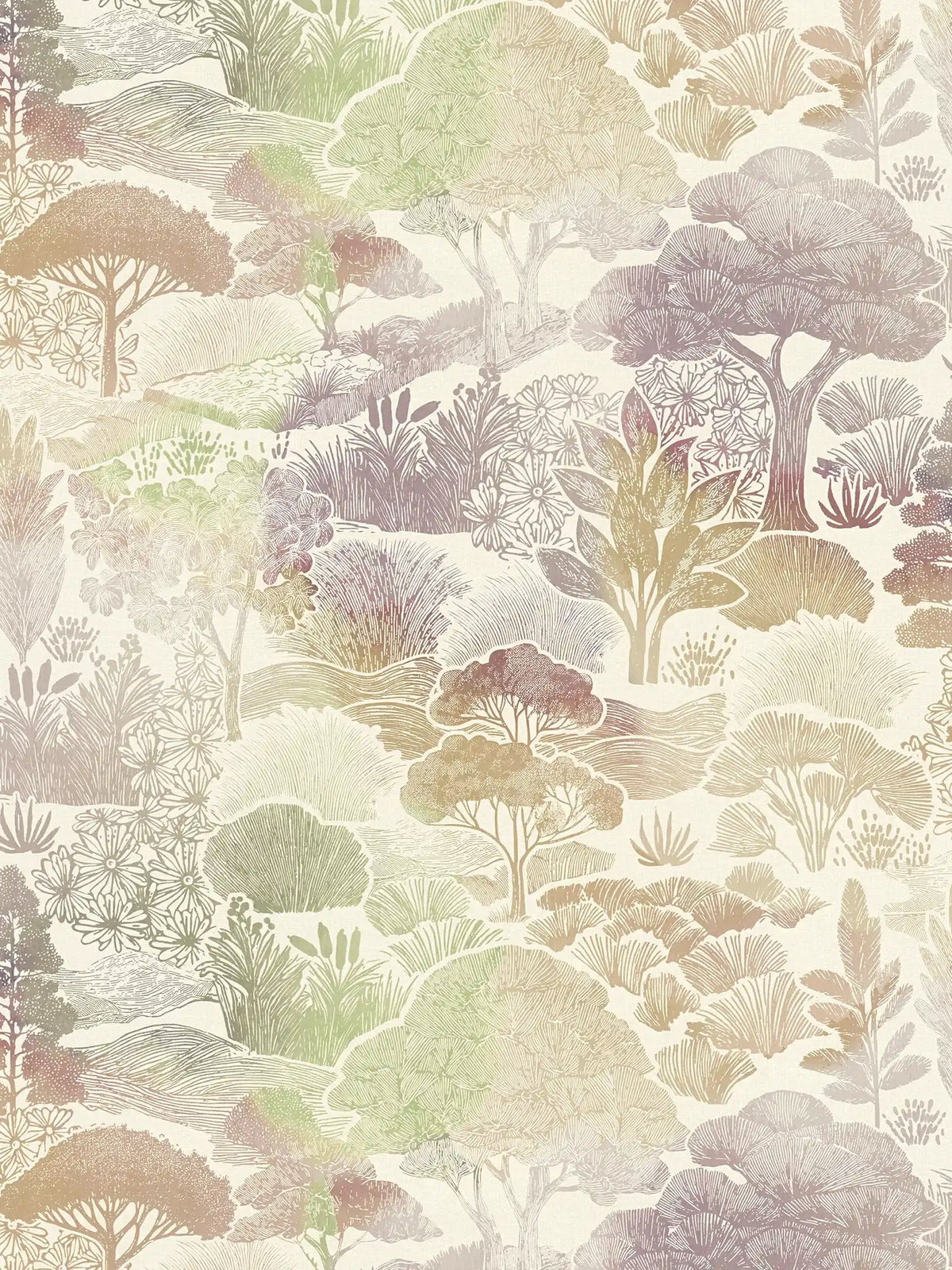 Arbor Woodland Toile wallpaper in green – sample
