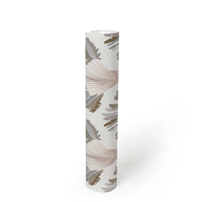Watercolour Fan Trees Wallpaper - White/Taupe - Discontinuing