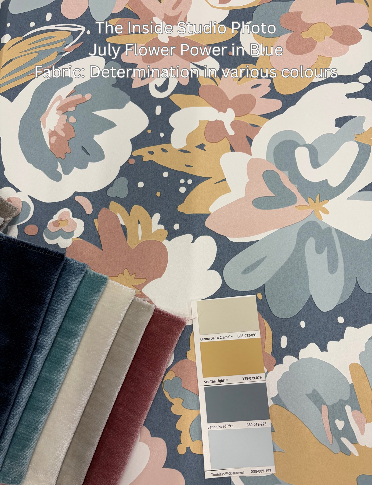 July Flower Power Vinyl Wallpaper - Blue - Last 26 Rolls