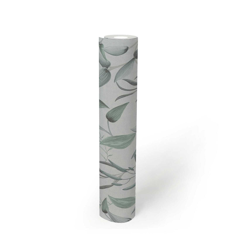 Floral tendrils - white, green, grey
