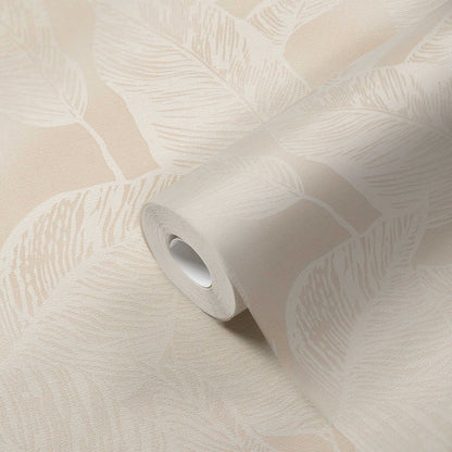 Banana Grove - Leaf Wallpaper - Beige