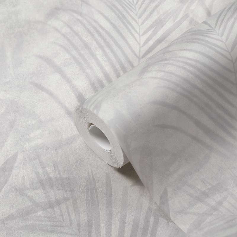 Soft Palm Leaf Wallpaper - Grey