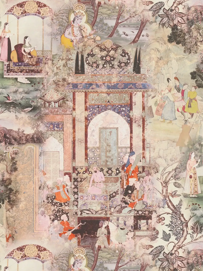 Echoes of Heritage - Vintage Wallpaper - Beige