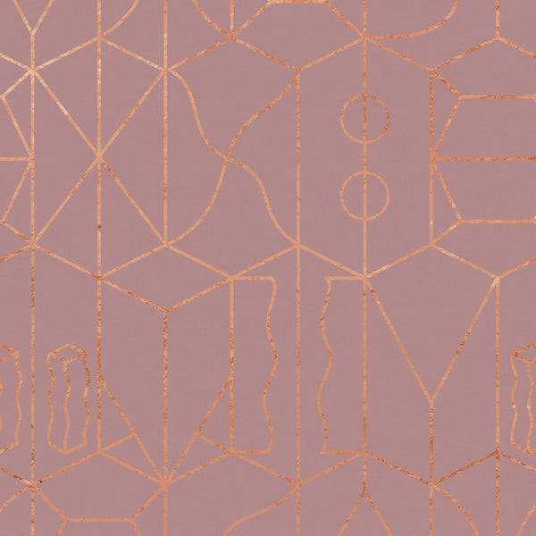Sample - Never Ending Foil by Suzan Hijink Wallpaper - Copper Pink