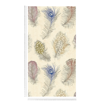 Plume Peacock Feather Vinyl Wallpaper – Blue