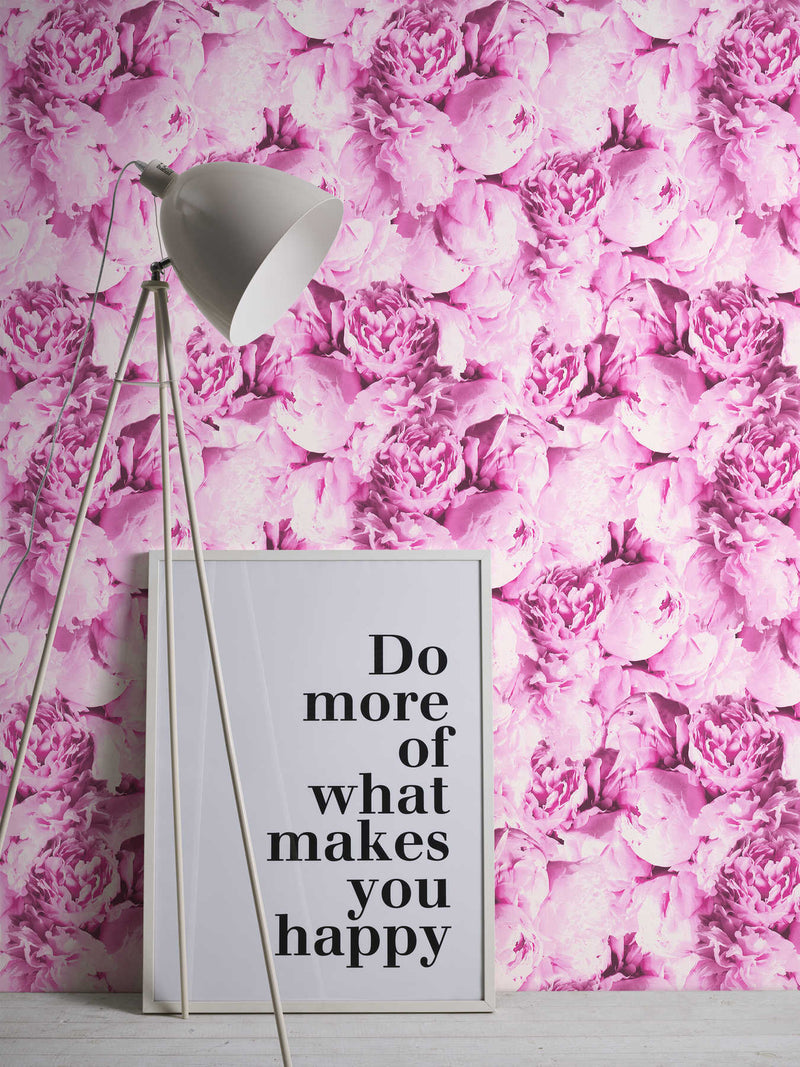 Peony Wallpaper - Bright Pink
