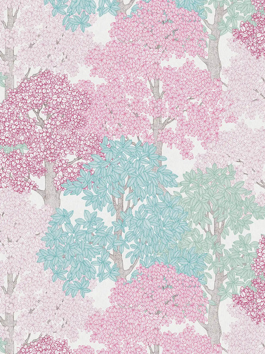 Colourful Forest Trees Wallpaper - Pink