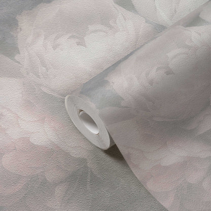 Dreamy Rose Wallpaper - Soft Grey- Discontinuing