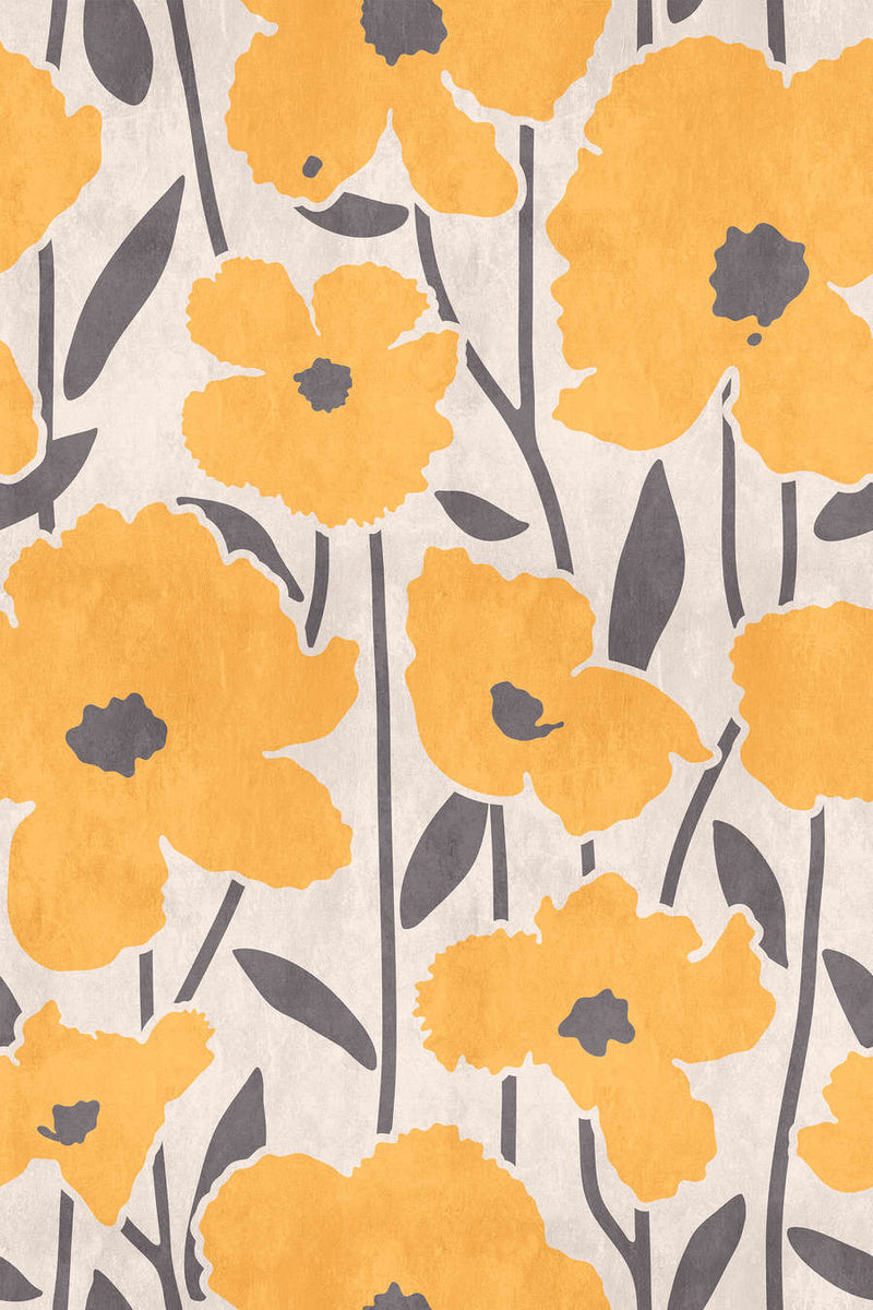 Flower Market - Orange - Custom Sized Mural (per m2)