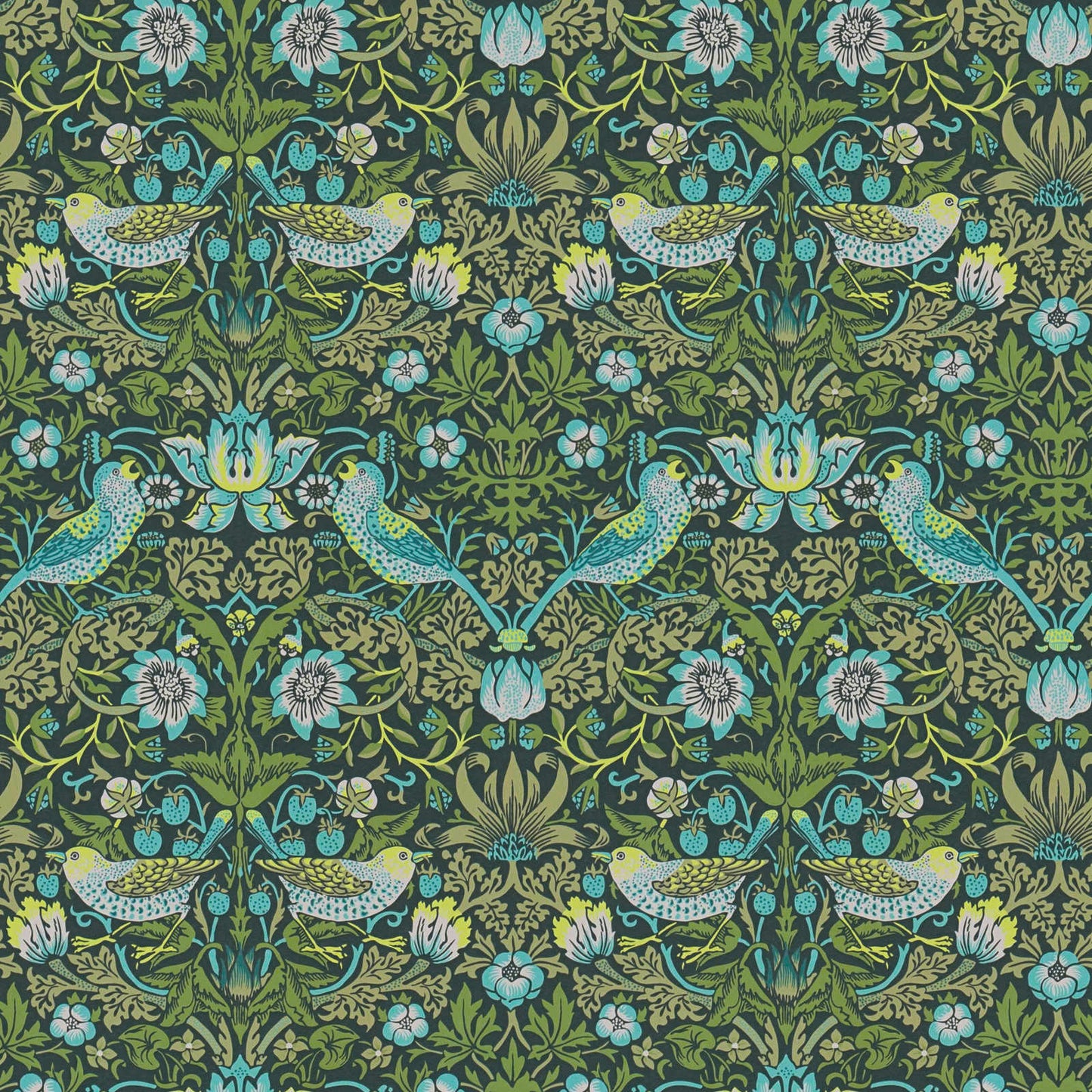 Baroque Birds Wallpaper - Blue/Green