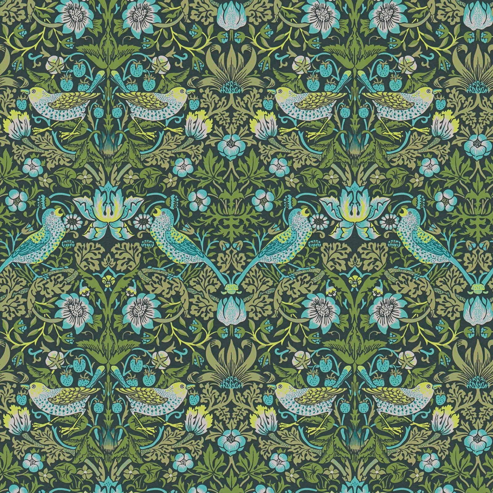 Baroque Birds Wallpaper - Blue/Green