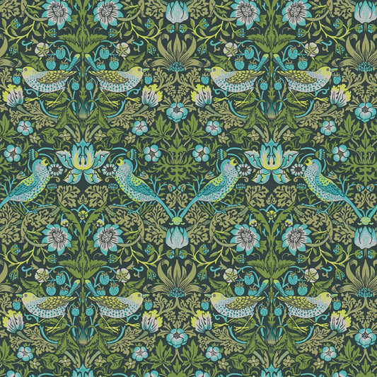 Baroque Birds Wallpaper - Blue/Green
