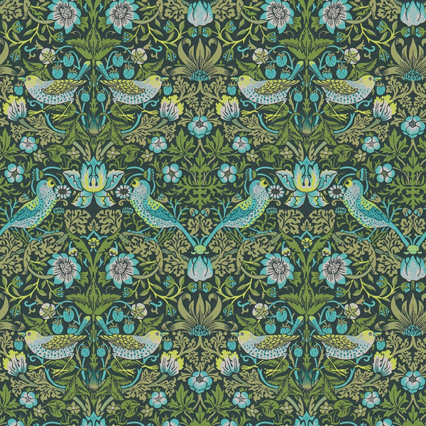 Sample - Baroque Birds Wallpaper - Blue/Green