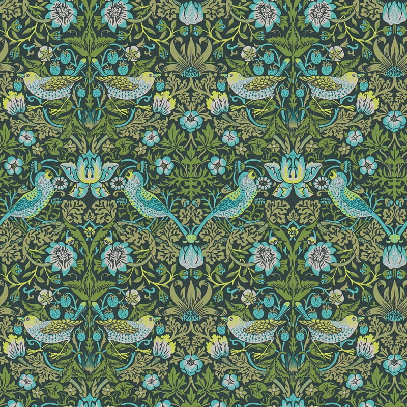 Sample - Baroque Birds Wallpaper - Blue/Green