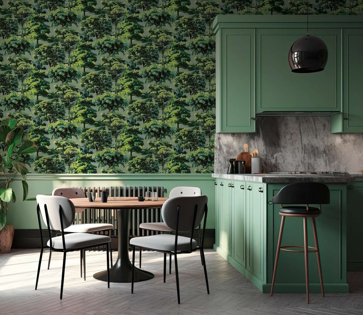 Canopy Painted Forest Vinyl Wallpaper – Green