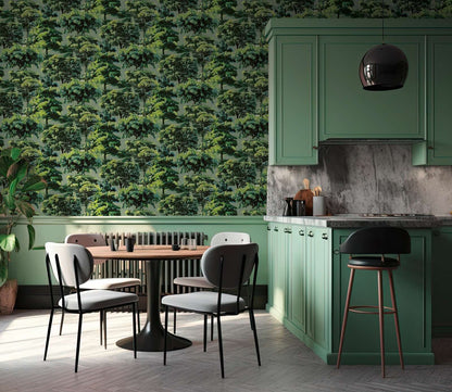 Canopy Painted Forest Vinyl Wallpaper – Green