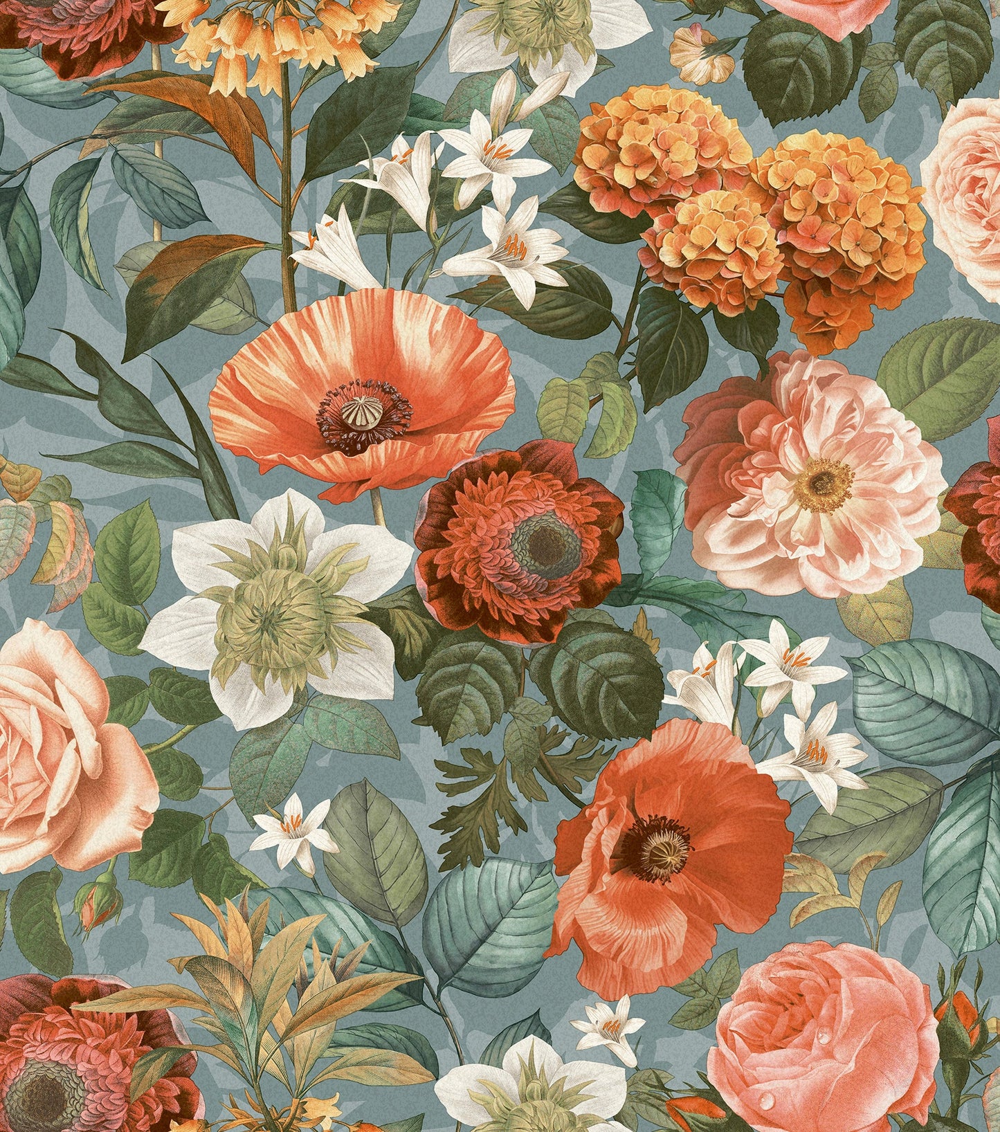 Olivia Floral Wallpaper – Celadon pattern detail