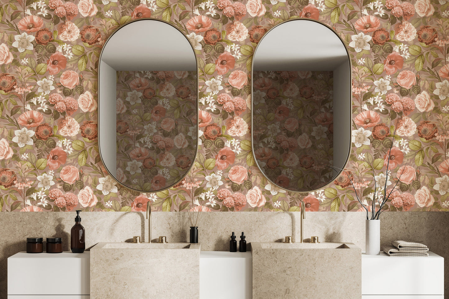 Olivia Floral Wallpaper – Rose