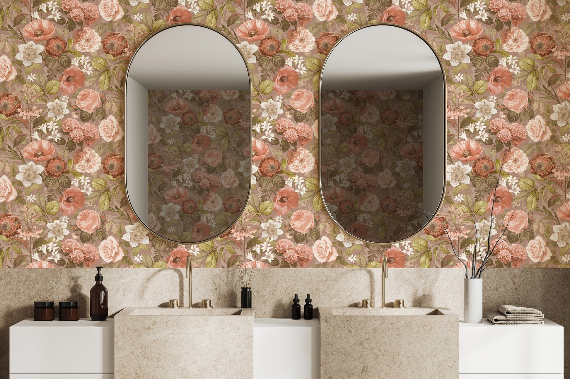 Olivia Floral Wallpaper – Rose
