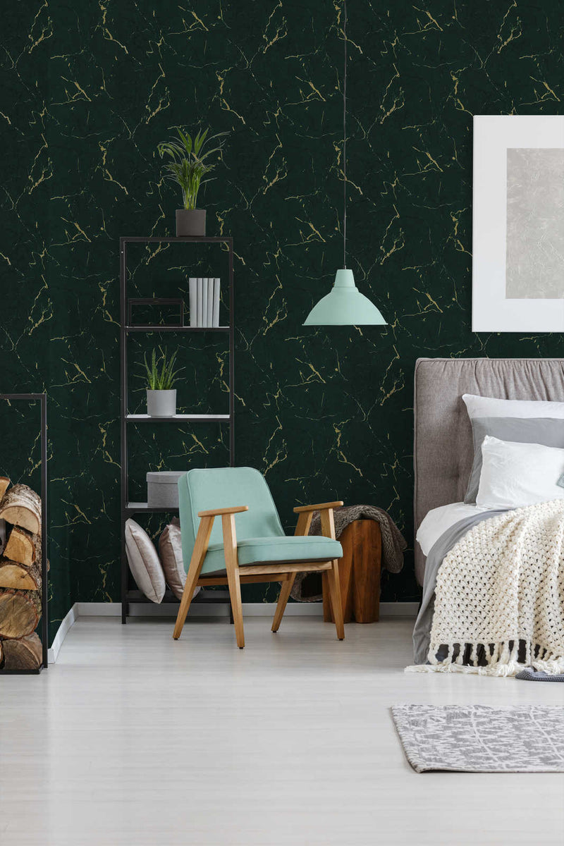Marble Wallpaper - Green/Metallic