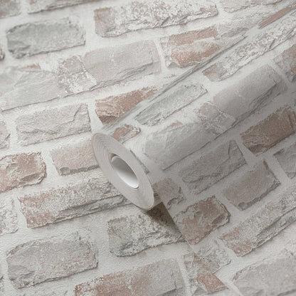 Classic Brickstone - Natural Wallpaper - Grey