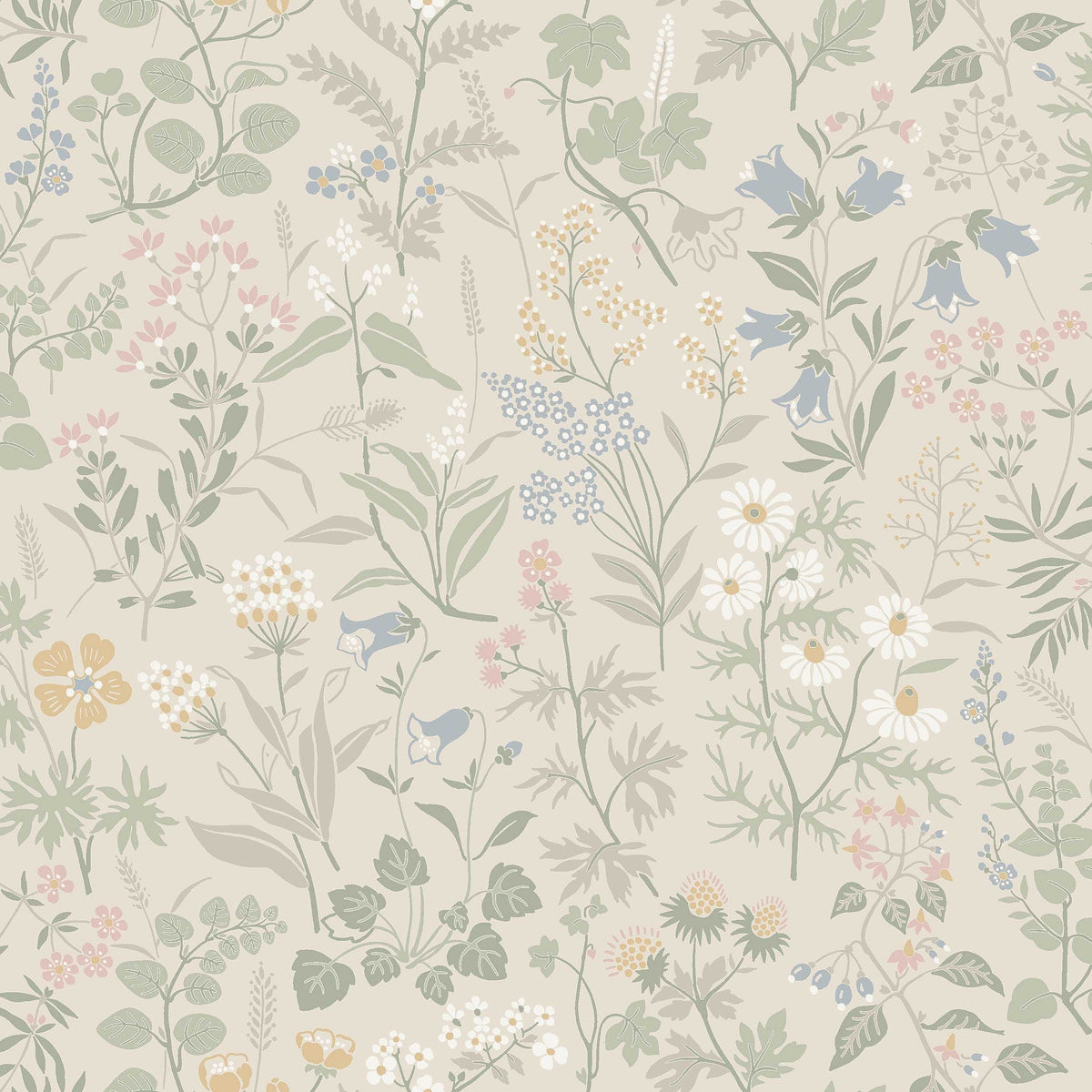 Flora wallpaper by Boråstapeter, Pastel colourway — flat pattern detail