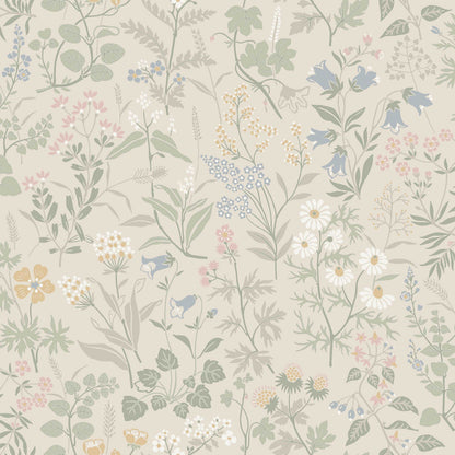 Flora wallpaper by Boråstapeter, Pastel colourway — flat pattern detail