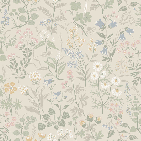 Sample – Flora – Stylised Bloom Wallpaper – Pastel