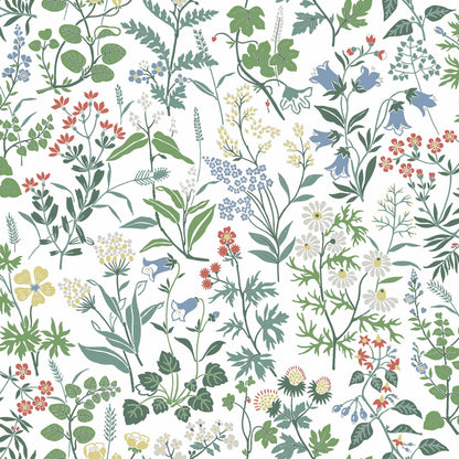 Flora wallpaper by Boråstapeter, White colourway — flat pattern detail