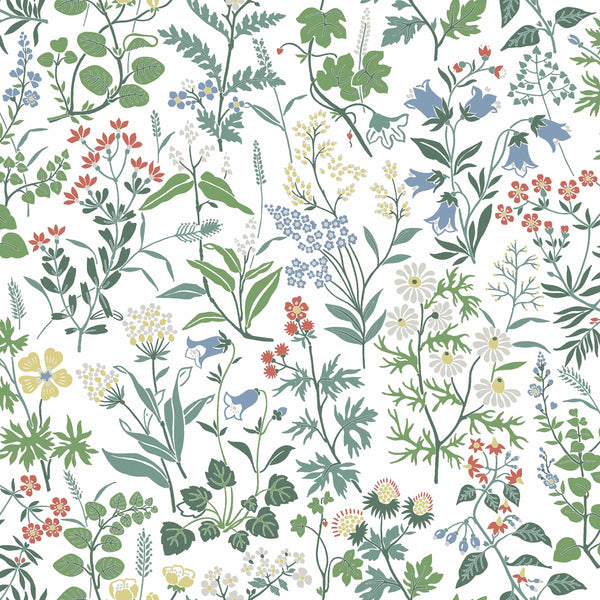 Sample – Flora – Stylised Bloom Wallpaper – White