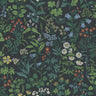 Flora – Stylised Bloom Wallpaper – Midnight Blue