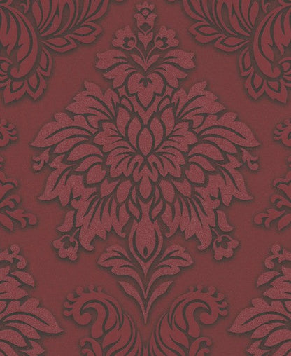 Two Toned Damask Wallpaper  - Red