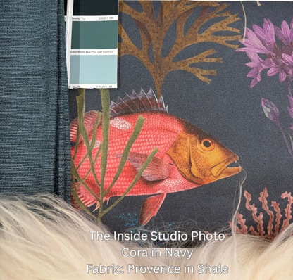 Cora - Fish and Coral Wallpaper - Navy