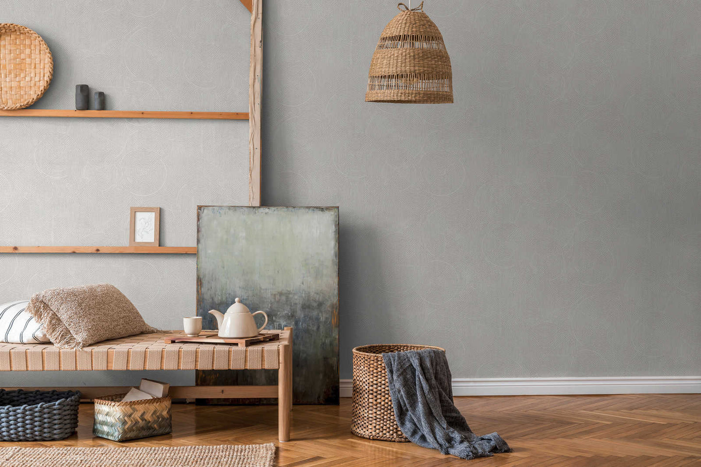Capetown Clay Wallpaper - Grey + Metallic White