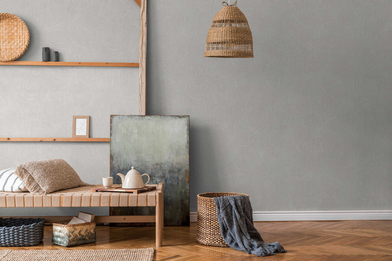 Capetown Clay Wallpaper - Grey + Metallic White