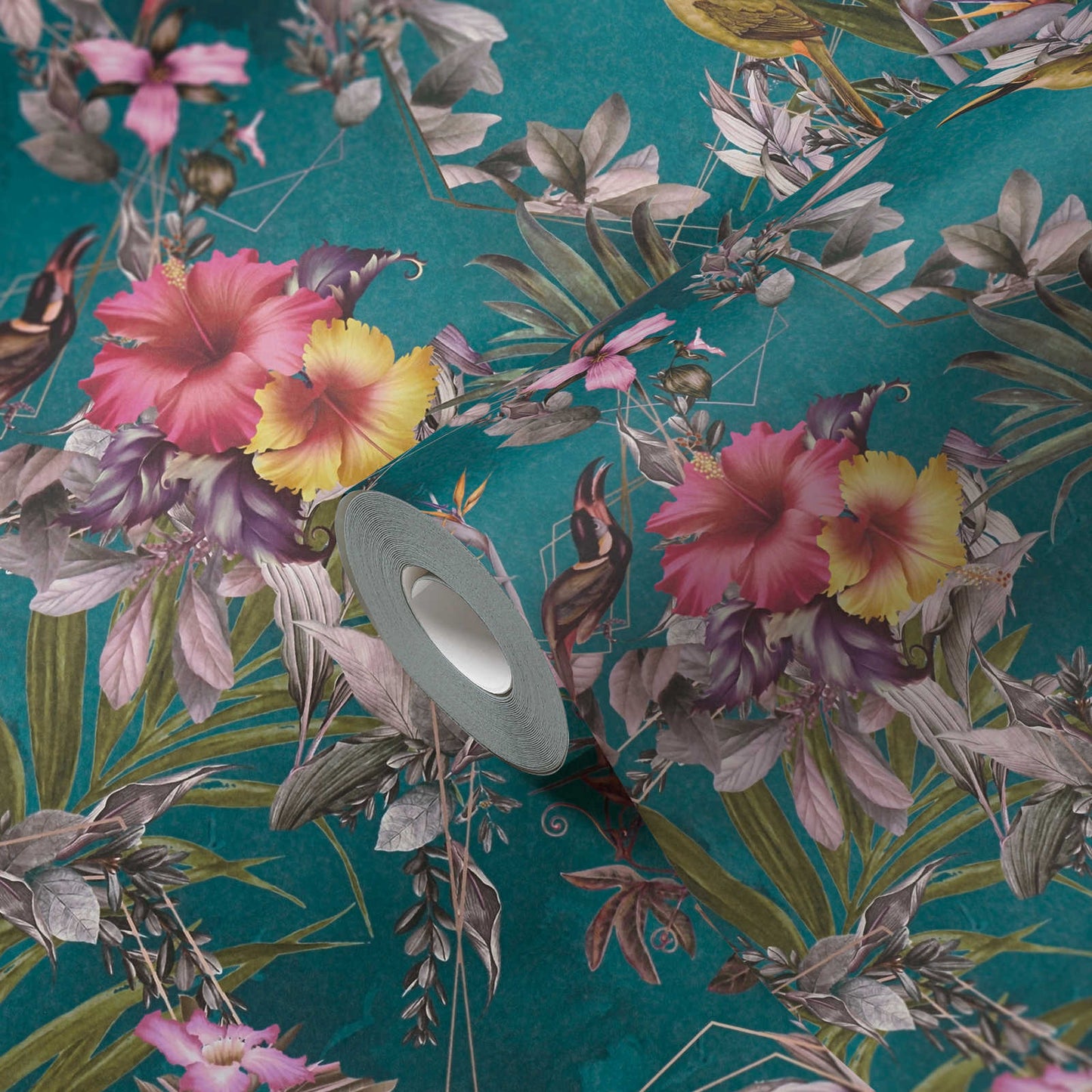 Hibiscus Haven – Crane & Bloom Wallpaper – Evergreen