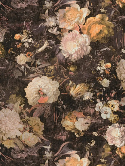 Melody Floral Wallpaper - Sepia/Orange