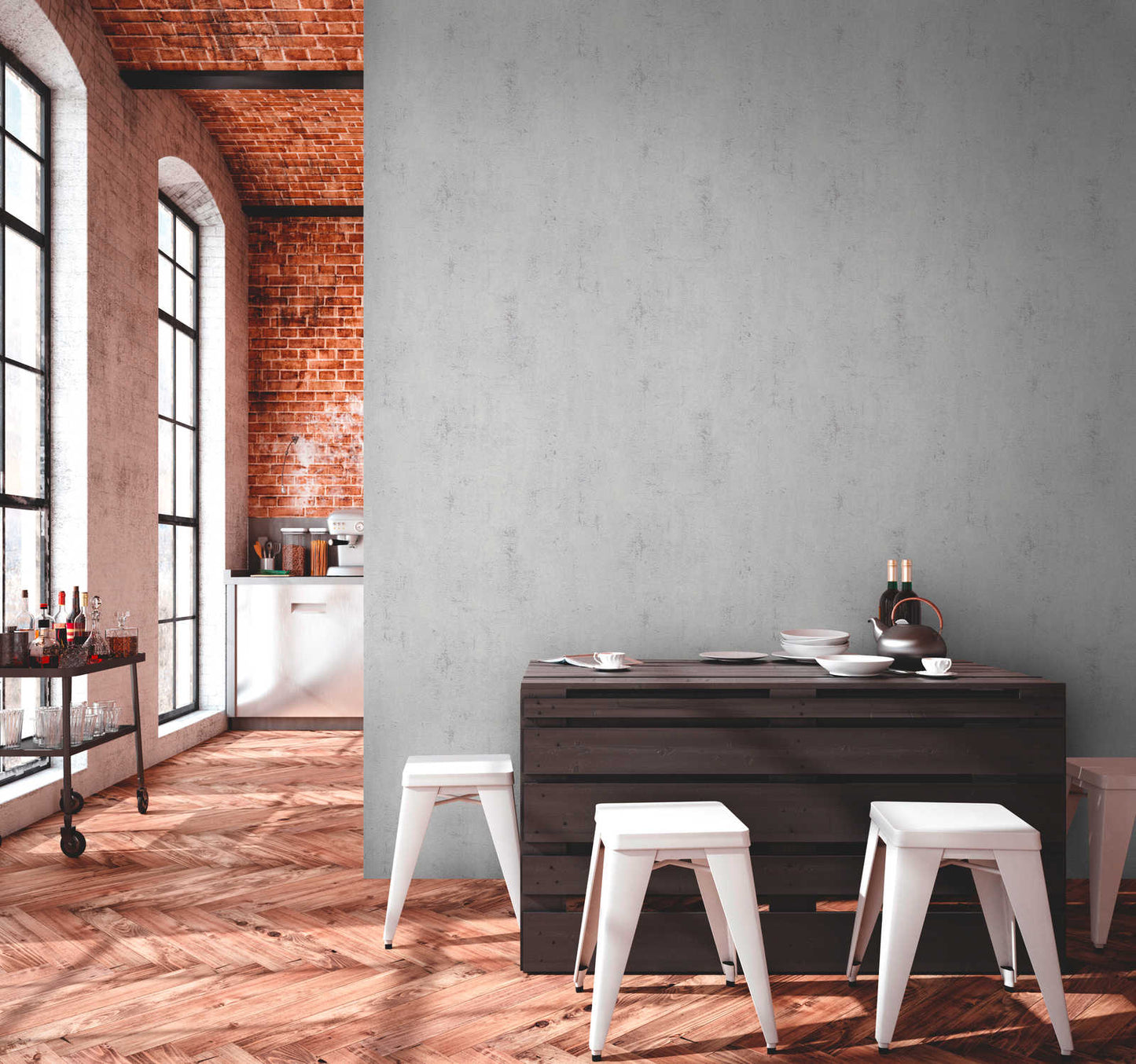 New York Plaster Wallpaper - Beige/White