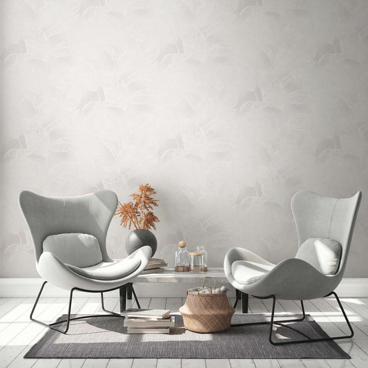Banana Grove - Leaf Wallpaper - White