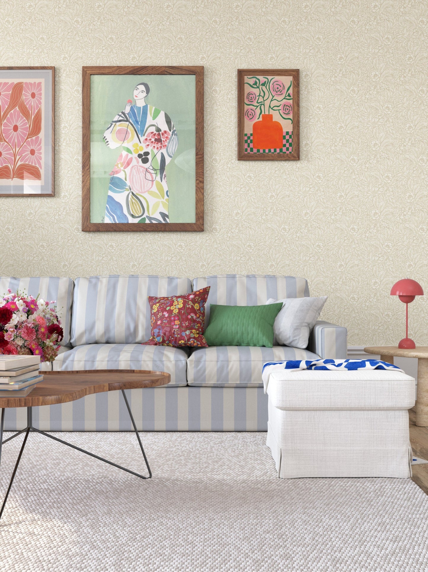 Emma Floral Wallpaper - Beige
